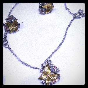 Butterfly necklace and earrings set